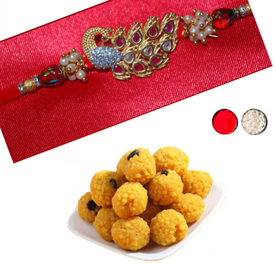 "RAKHI -AD 4150A- code020 (Single Rakhi),500gms of Laddu - Click here to View more details about this Product